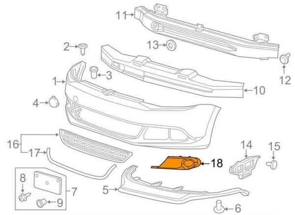 Front Right Bumper Fog Light Grille For VW Jetta 2010-2018 5C6853666A 9B9 - Image 3