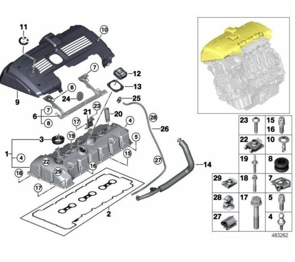 Rocker Valve Cylinder Head Cover with Gasket For BMW 1 3 5 6 7 11127552281 - Image 4