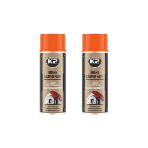 K2 BRAKE CALIPER PAINT ORANGE GLOSS 260Â°C Resistant Spray Lacquer - 400mL 2 CANS