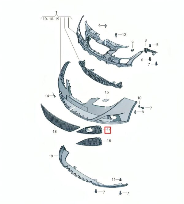 Front Bumper Right Fog Light Grille With Hole For Seat Ibiza 12-17 6J0853666A - Image 4