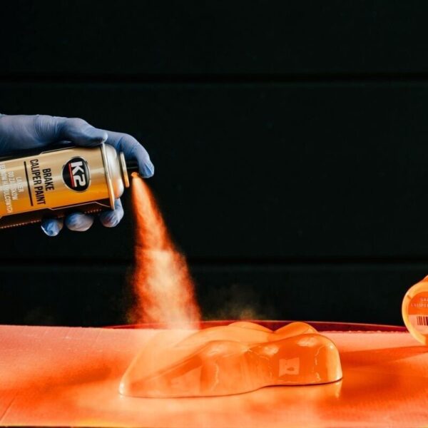 K2 BRAKE CALIPER PAINT ORANGE GLOSS 260Â°C Resistant Spray Lacquer - 400mL 2 CANS - Image 3