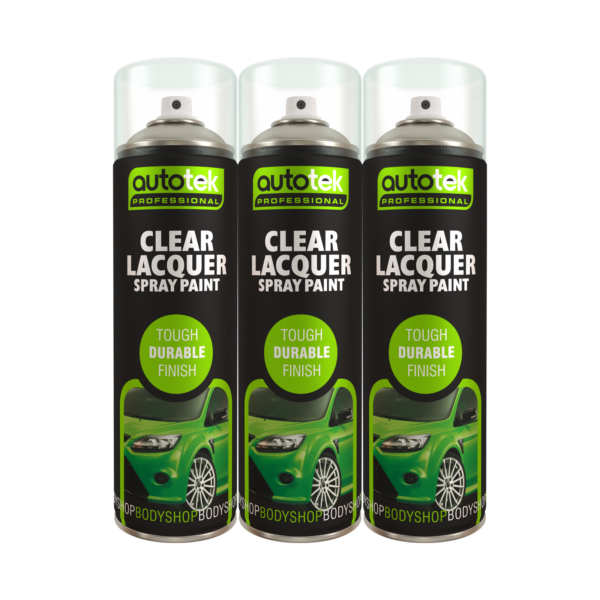 AutoTek Clear Lacquer Multi-Purpose Aerosol Spray Paint 500ml x3