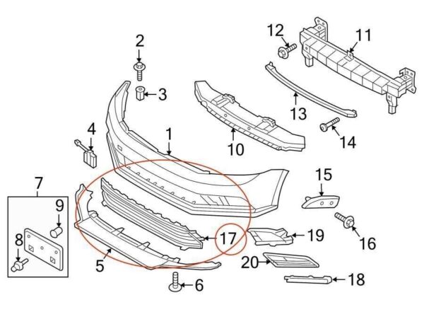 Front Bumper Lower Center Grille for VW Jetta IV 2010 - 2017 5C6853677Q 9B9 - Image 4