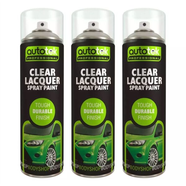 AutoTek Clear Lacquer Multi-Purpose Aerosol Spray Paint 500ml x3 - Image 3