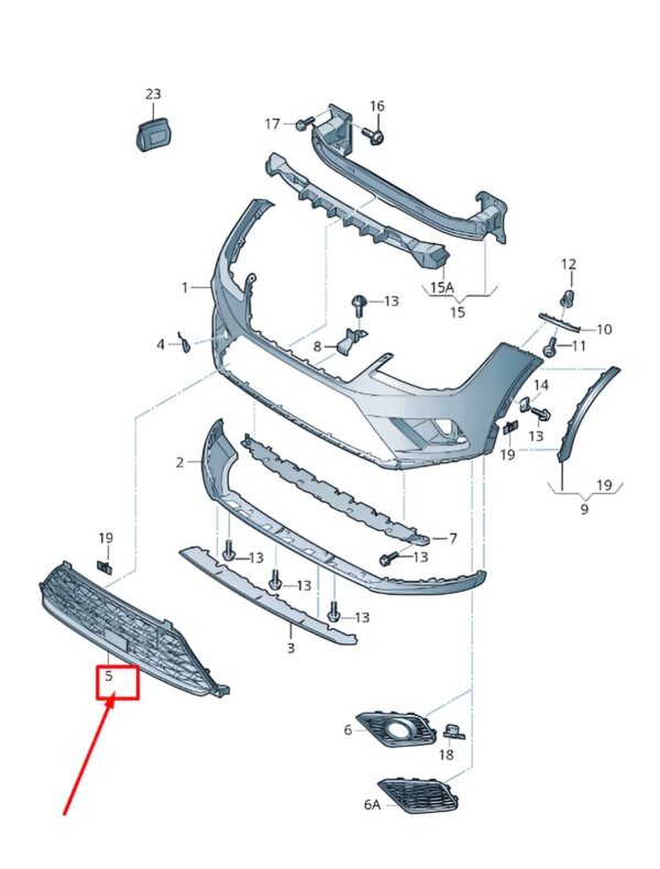 Front Bumper Radiator Centre Grille For Seat Arona 2017 On 5C6853651 9B9 - Image 6